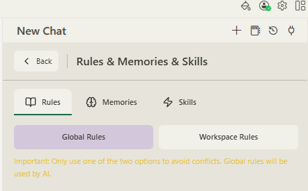 Rules and memories interface