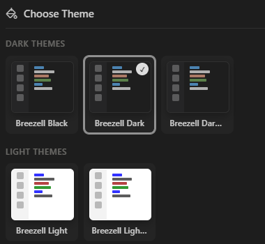 Theme preview interface